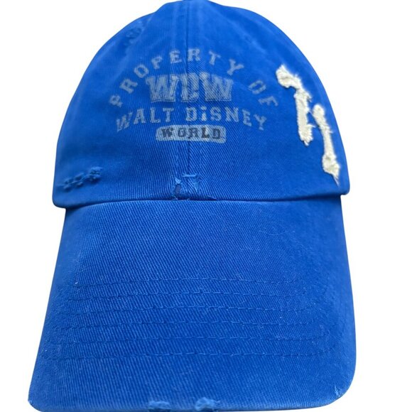 DISNEY Distressed Hat Cap Blue Adjustable Walt Disney World Disneyland Adult - Picture 2 of 8